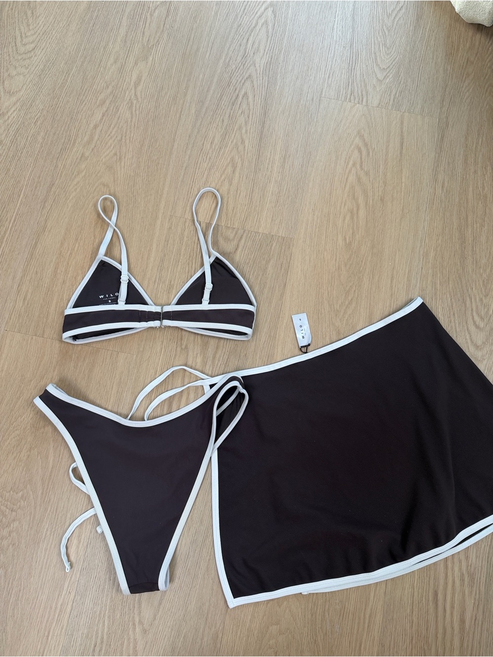 NWOT Wilo The Label 3pc Chocolate Bikini Set S - Picture 3 of 5